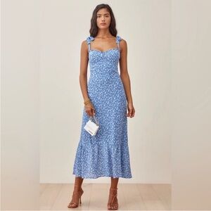 Reformation Nikita Dress - Blue Midi Dress